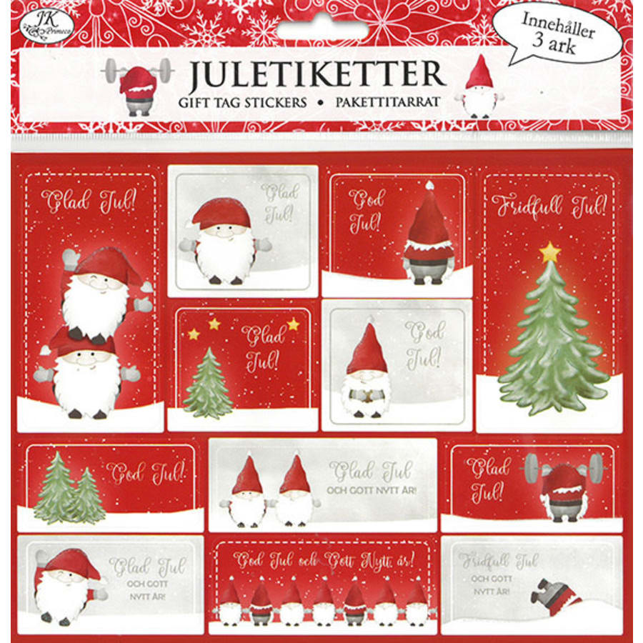 Jul Firkantet Papir Glitter Sticker